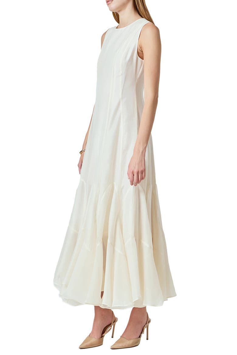 Godet Detail Maxi Dress, Alternate, color, BEIGE