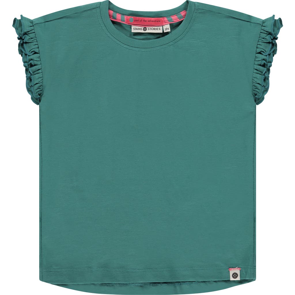 Stains And Stories By Babyface Ruffled Cap Sleeve T-shirt In Gray