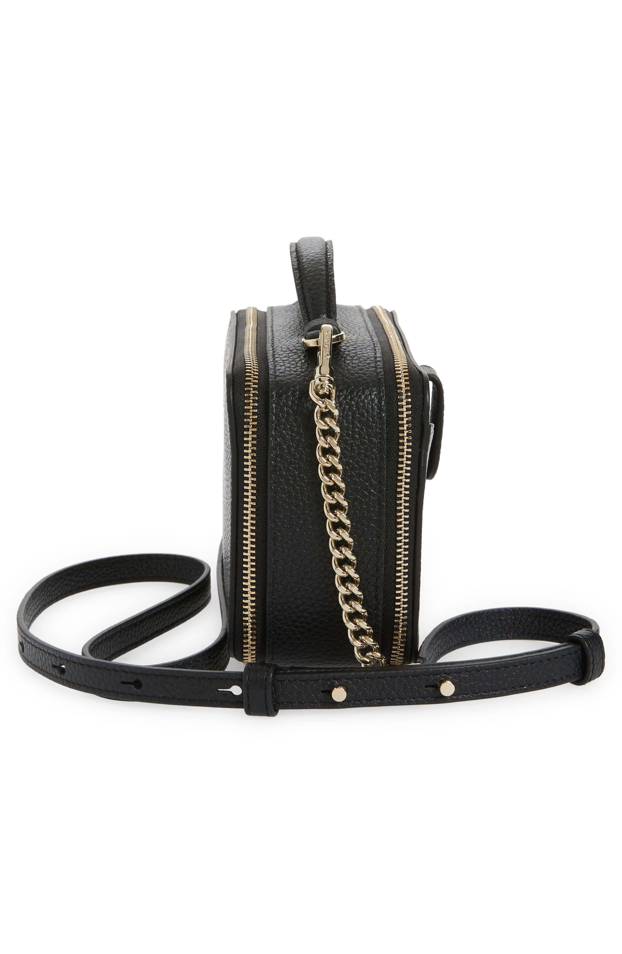 hudson pebble leather double zip crossbody, Alternate, color, BLACK