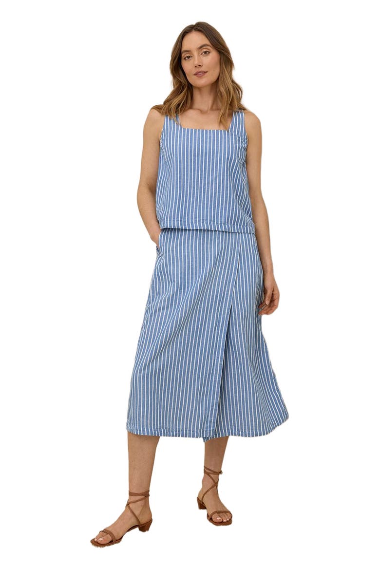 Canopy Linen Wrap Skirt Made with Organic Cotton, Main, color, Bondi Stripe