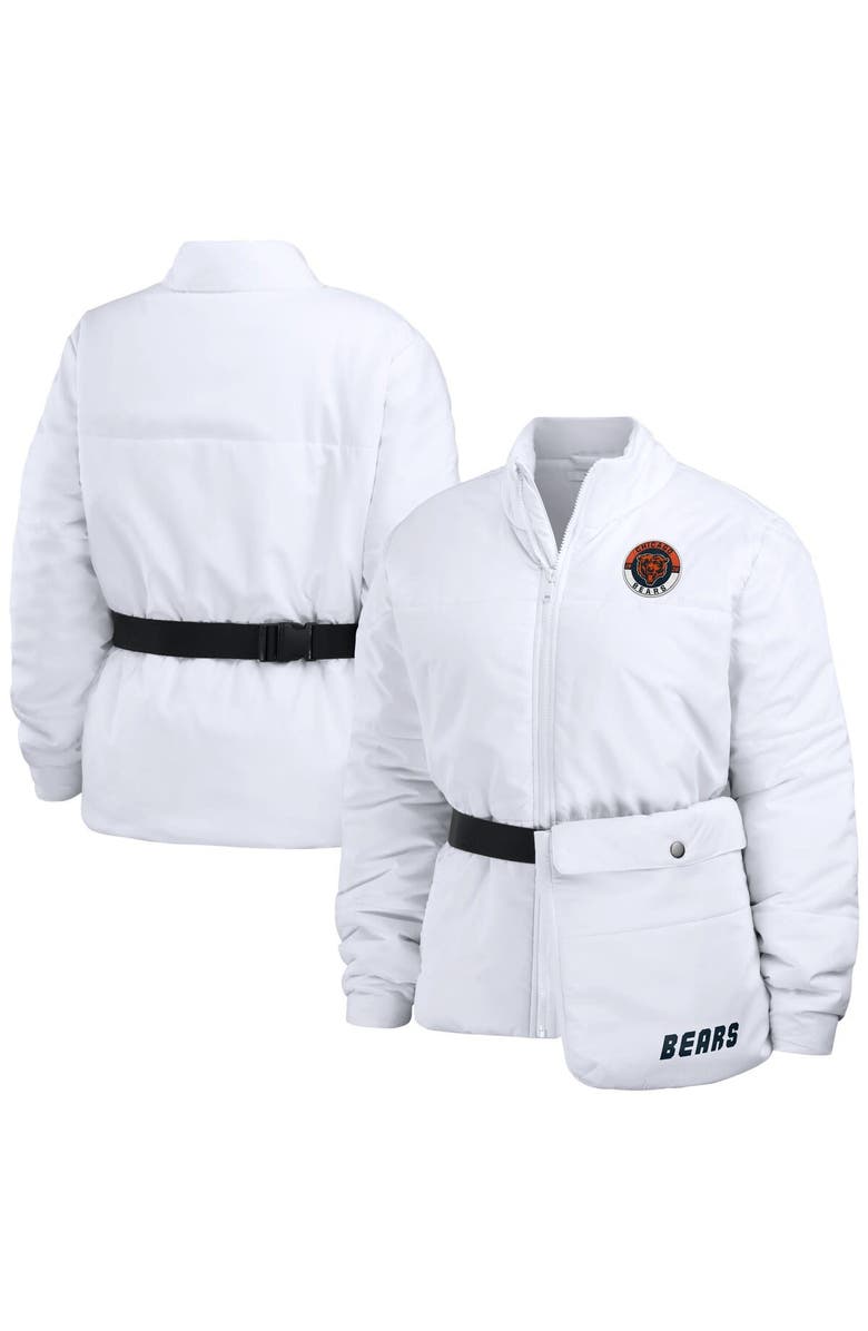 WEAR by Erin Andrews Women's WEAR by Erin Andrews  White Chicago Bears Packaway Full-Zip Puffer Jacket, Alternate, color, White