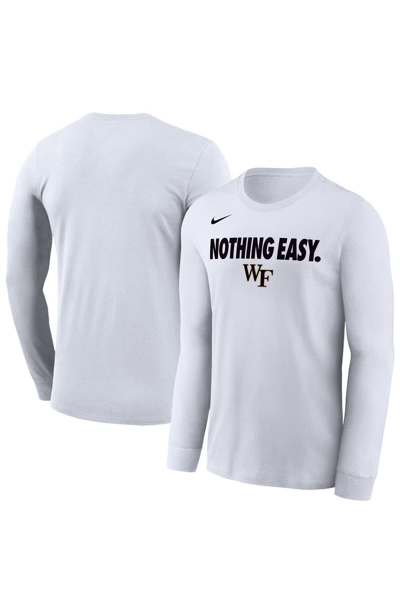 Nike Men's Nike White Wake Forest Demon Deacons 2025 On-Court Bench Long Sleeve T-Shirt, Main, color,