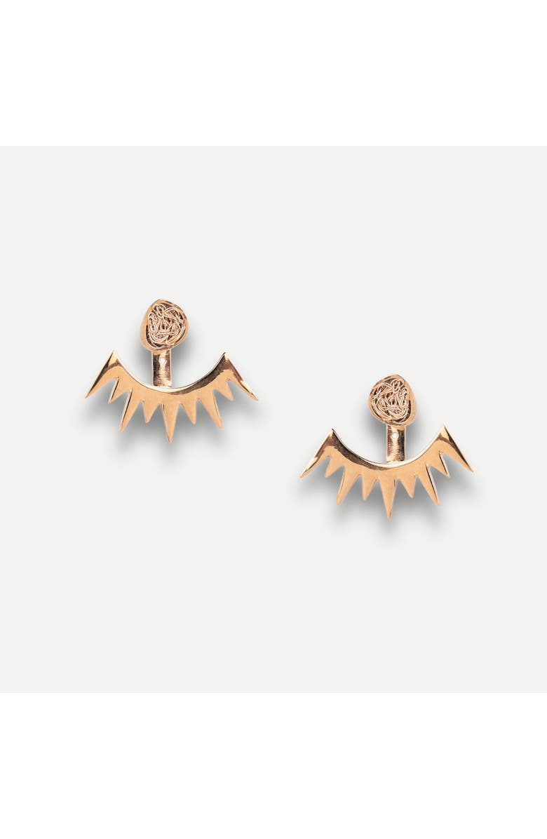 Daniela Millan Jewelry Art Stud Earrings With Ear Jackets, Main, color, Gold
