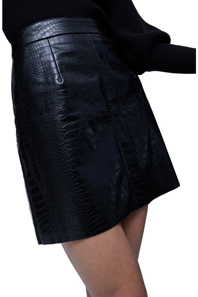 Croc Mini Skirt, Alternate, color, BLACK