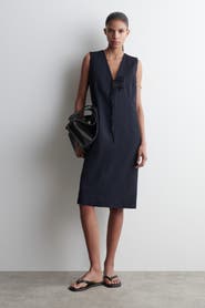 COS Linen-Blend Tie-Front Midi Dress