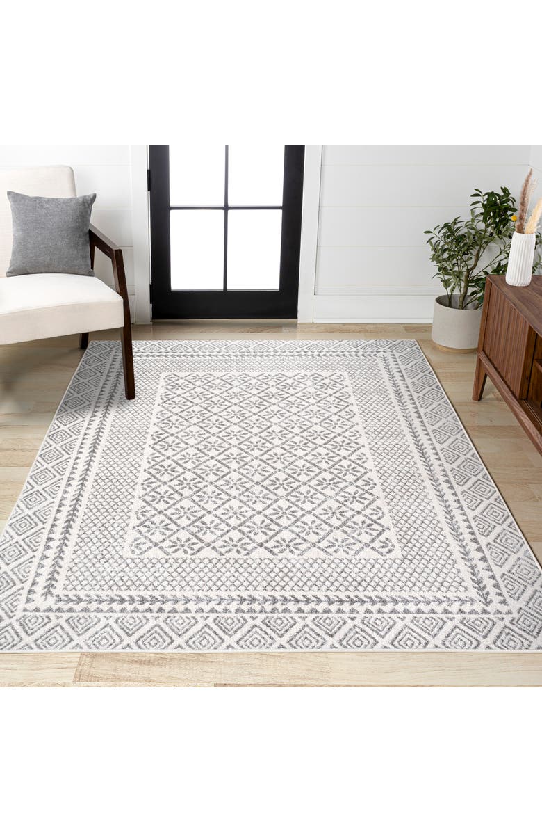 JONATHAN Y Athens Modern Geometric Boho Area Rug, Alternate, color, Gray/Cream