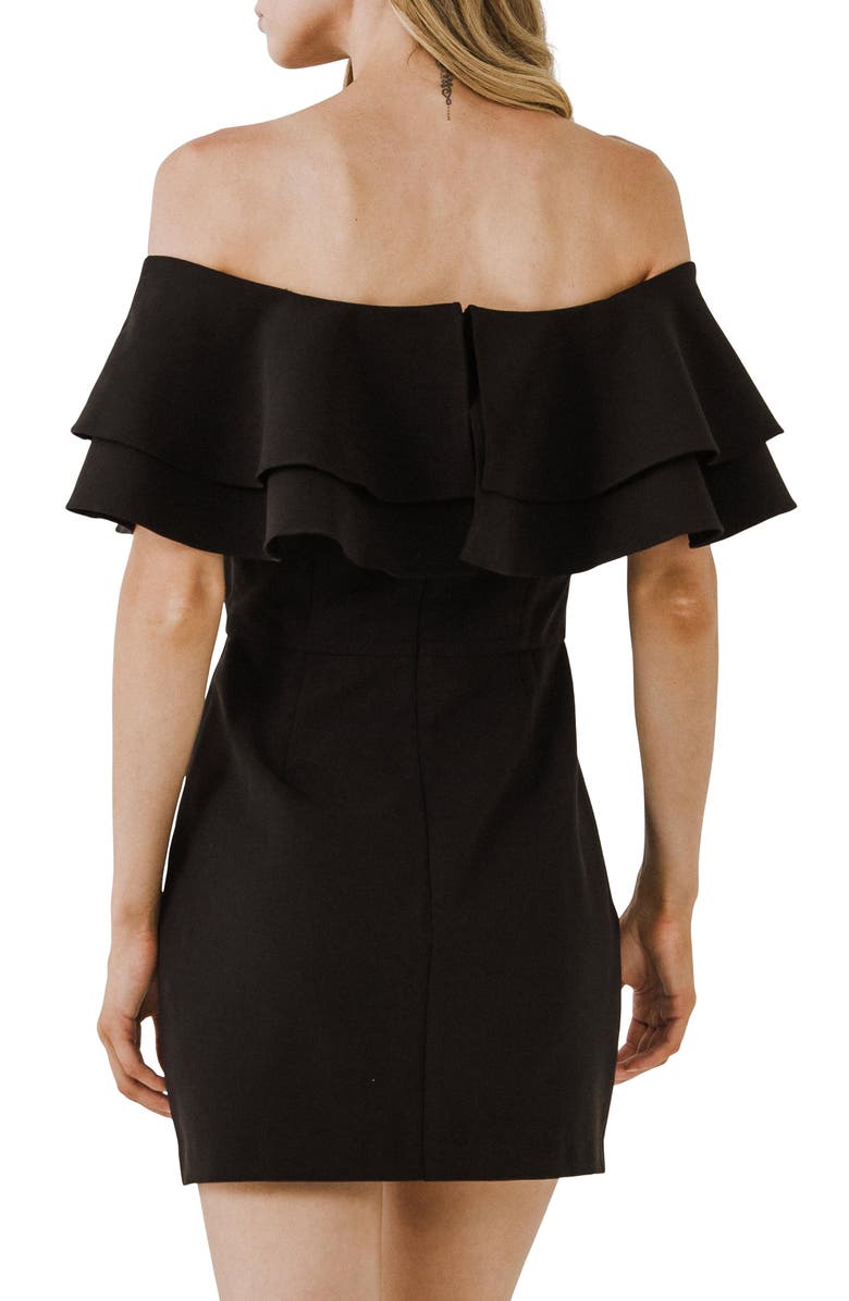 Endless Rose Ruffle Off the Shoulder Minidress, Alternate, color, Black