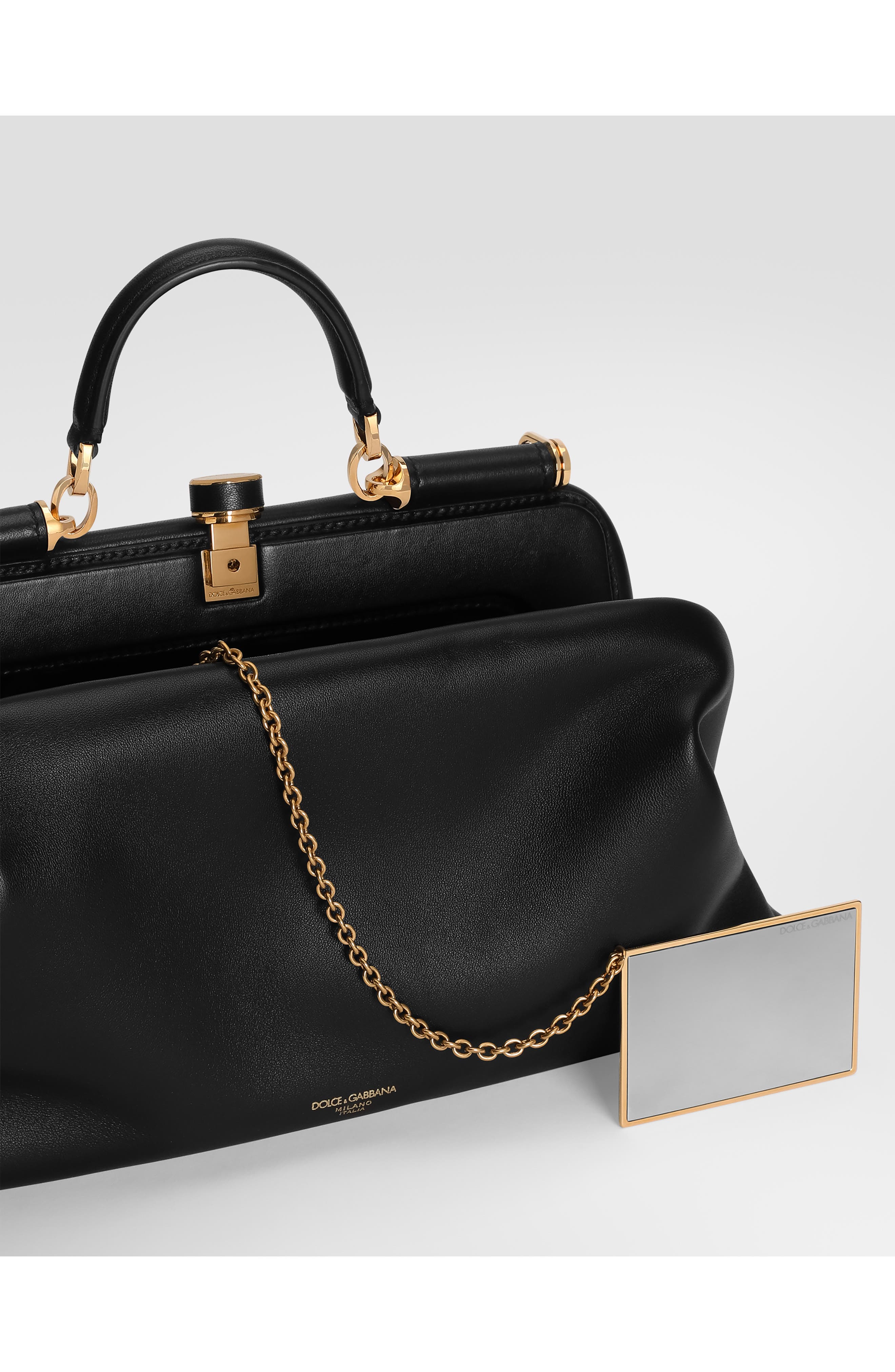Nappa Plonge Leather Frame Bag, Alternate, color, NERO