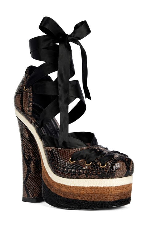 Fonetyn Ankle Tie Platform Pump