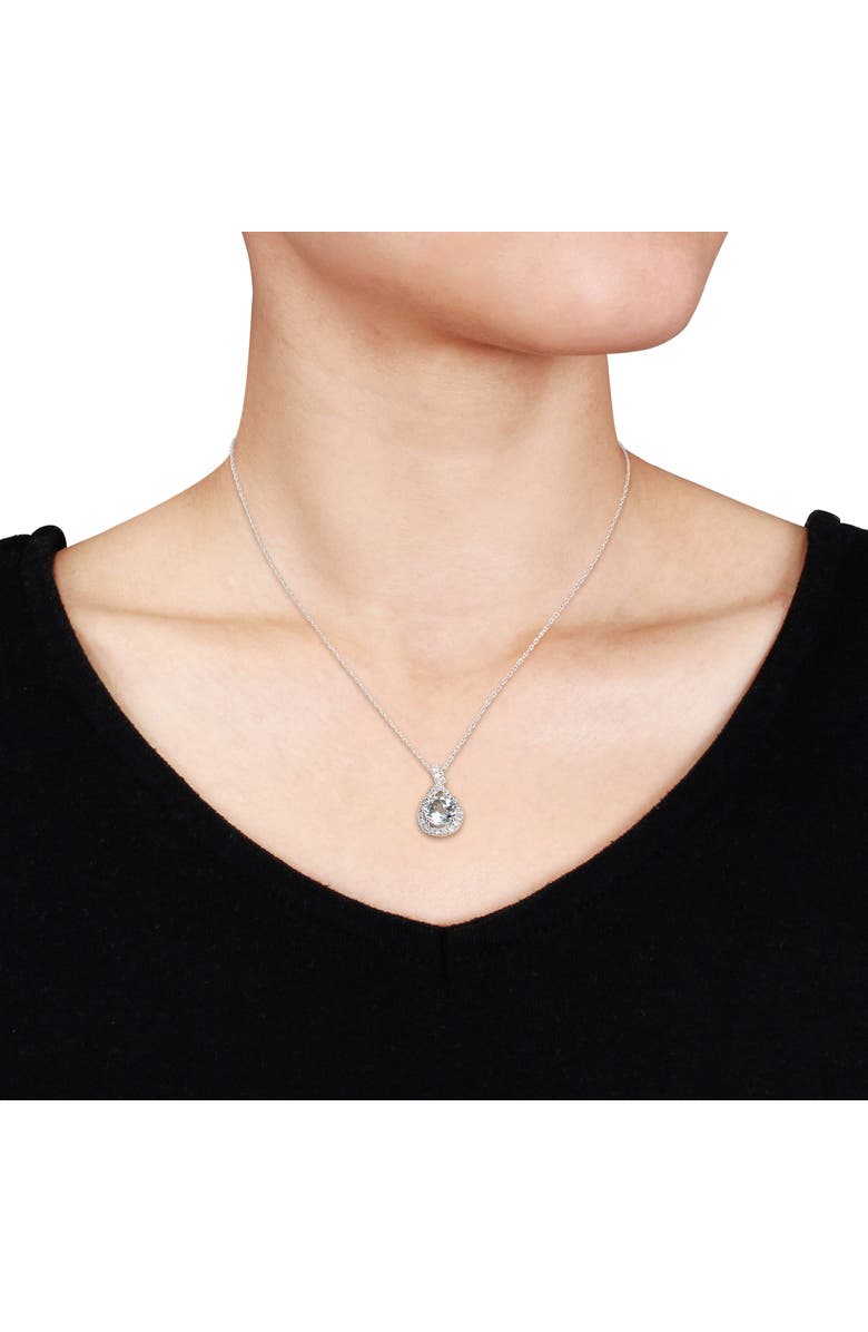 Julianna B. Gemstone & Diamond Teardrop Necklace 10K, Alternate, color, Aquamarine