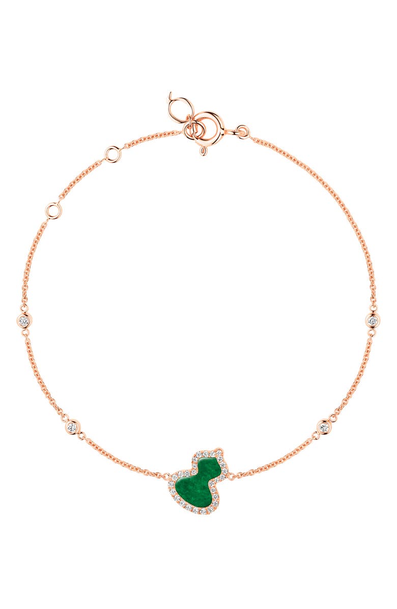 Qeelin Wulu Jade & Diamond Pendant Bracelet, Main, color, Rose Gold