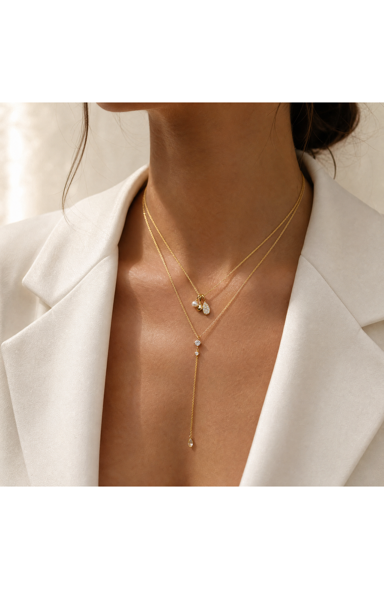 BY ADINA EDEN CZ Double Flower Cluster Drop Lariat, Alternate, color, Gold