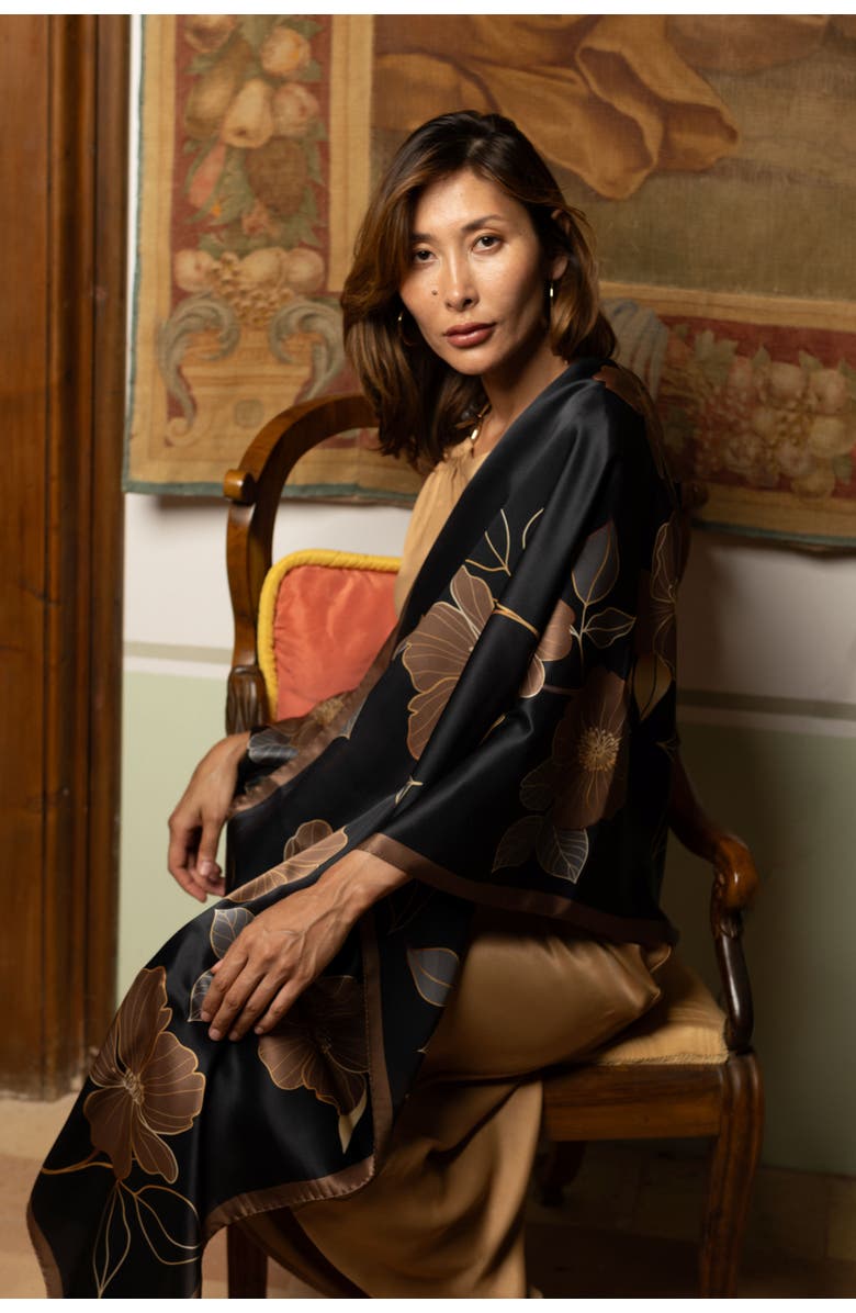 Elizabetta Laura - Silk Scarf/Shawl for Women, Alternate, color, Black