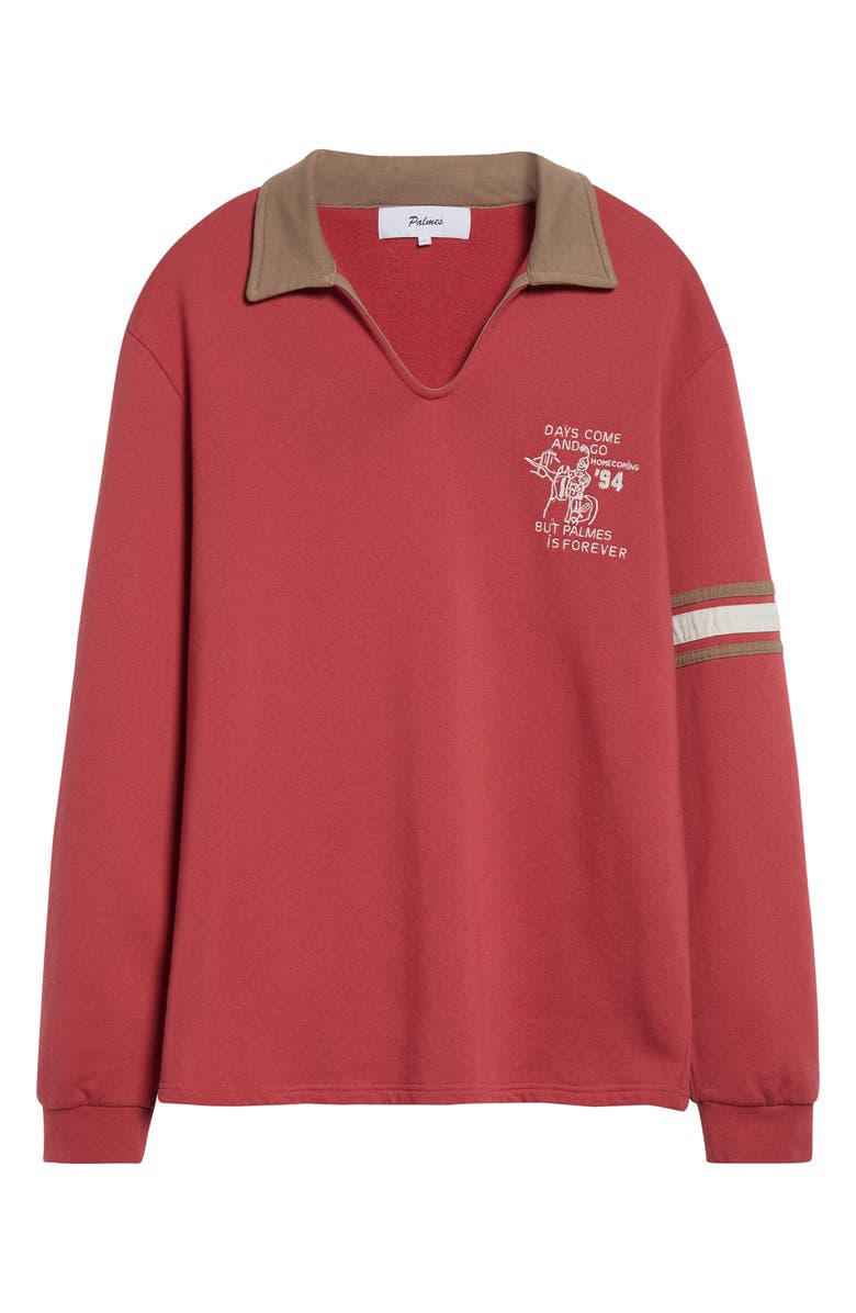 PALMES Forever Open Long Sleeve Rugby Polo, Alternate, color, Red
