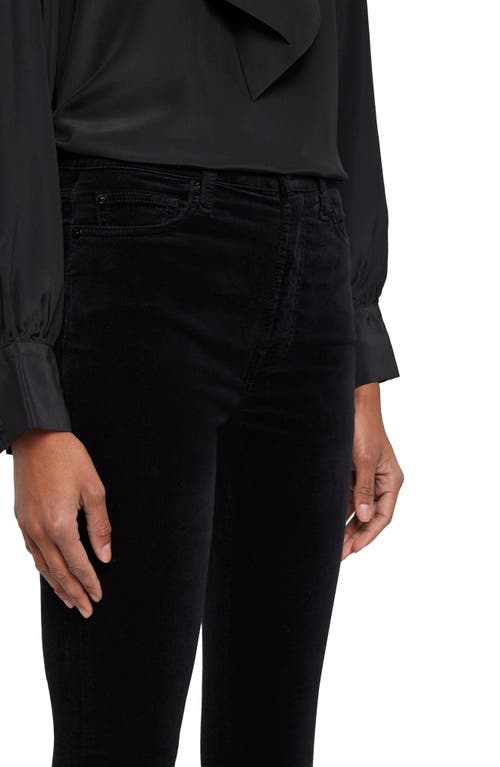 7 For All Mankind High Waist Ankle Skinny Velvet Pants In Black