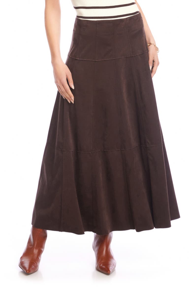Faux Suede A-Line Maxi Skirt, Main, color, BROWN