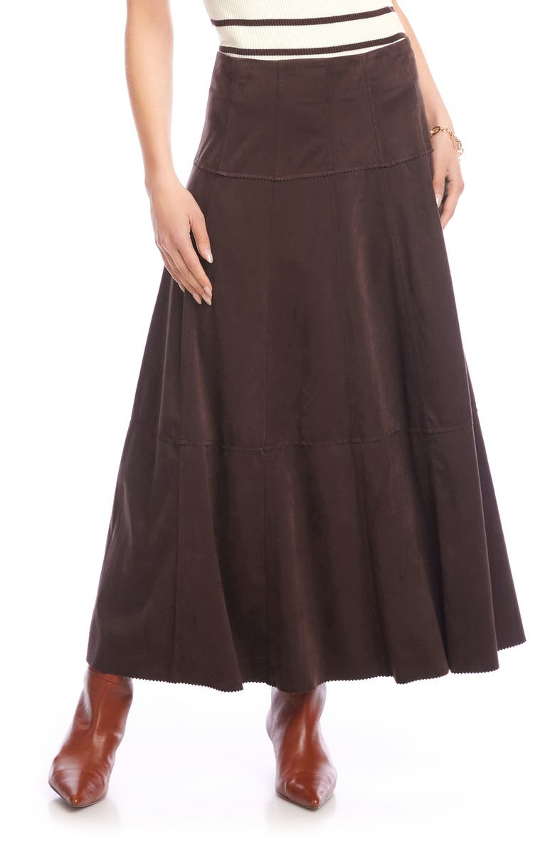 Karen Kane Faux Suede A-Line Maxi Skirt, Main, color, 