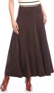 Karen Kane Faux Suede A-Line Maxi Skirt