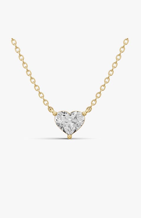 14K Gold 1 ct Lab Grown Heart Shape Diamond Pendant