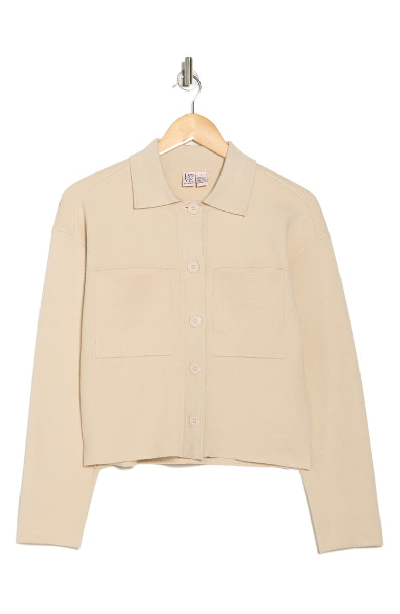 Love By Design Kogan Collared Crop Sweater Jacket, Alternate, color, Oatmeal