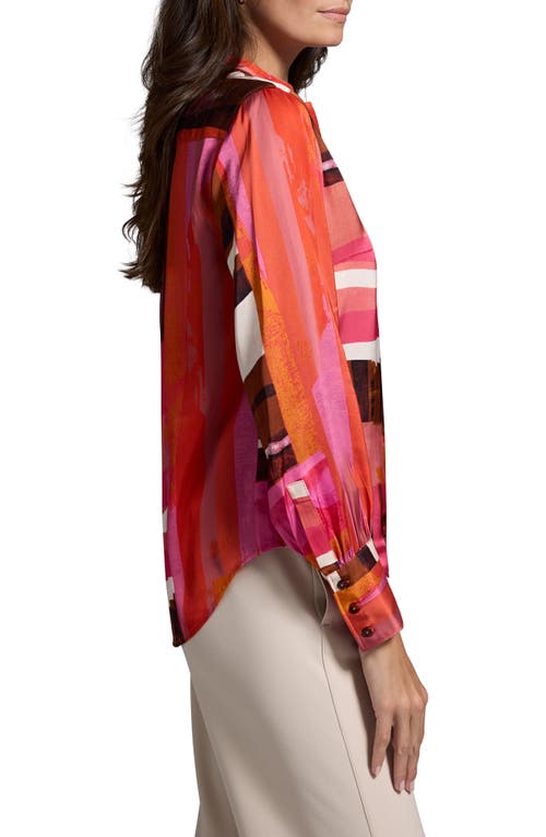 NIC + ZOE NIC+ZOE ARTFUL BLOCKS GLOSSY BUTTON-UP SHIRT