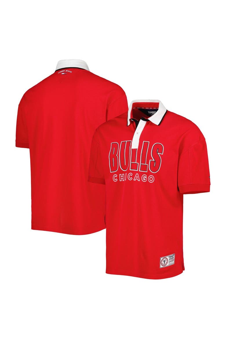 Men's Tommy Jeans Red Chicago Bulls Stanley Pique Polo, Main, color, Red