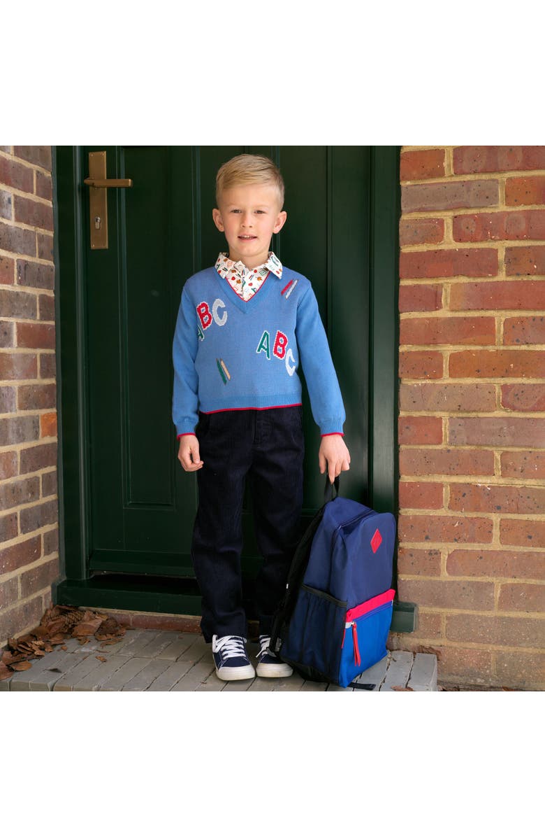 Rachel Riley ABC V-neck Sweater, Alternate, color, Blue