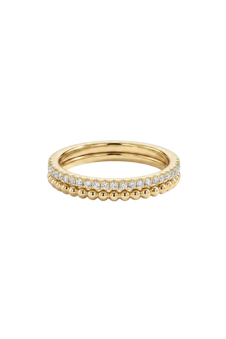 Bezel Set Cubic Zirconia & Milgrain Ring Set, Main, color, GOLD