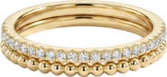 Argento Vivo Sterling Silver Bezel Set Cubic Zirconia & Milgrain Ring Set