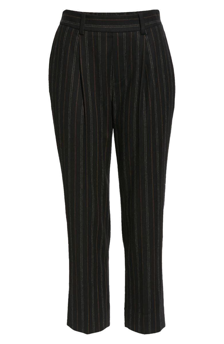 Vince Stripe Flannel Ankle Pants, Alternate, color, Black