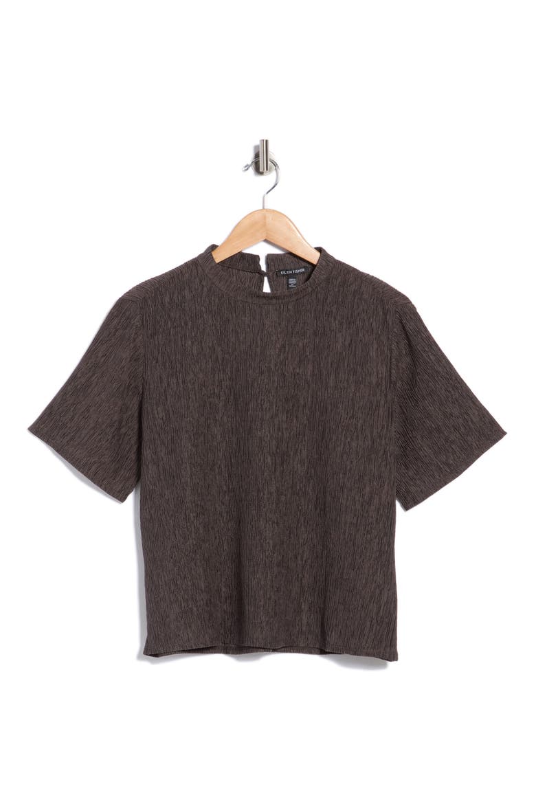 Crinkled Short Sleeve Top, Alternate, color, RYE