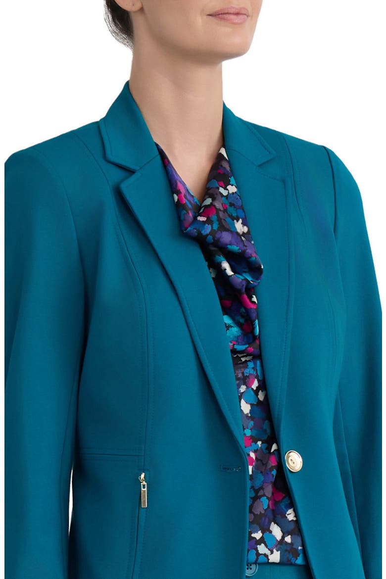 Notch Lapel Zip Pocket Blazer, Alternate, color, BOTTLE TEAL