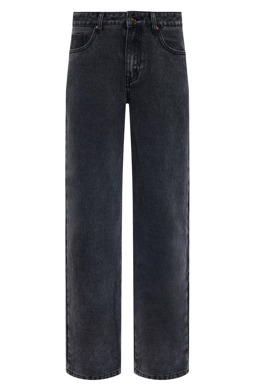 Lioness Renacida Low Rise Wide Leg Jeans In Black