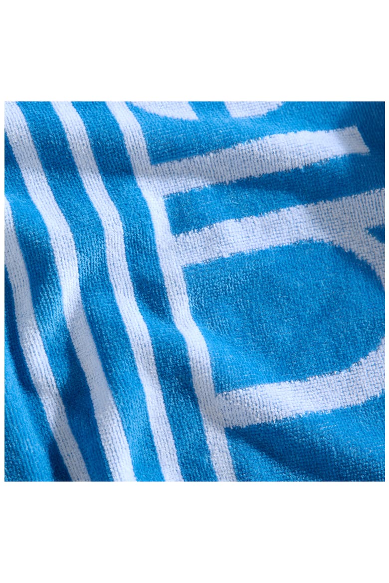 Pinstripe Logo Beach Towel, Alternate, color, JASPER BLUE/WHITE