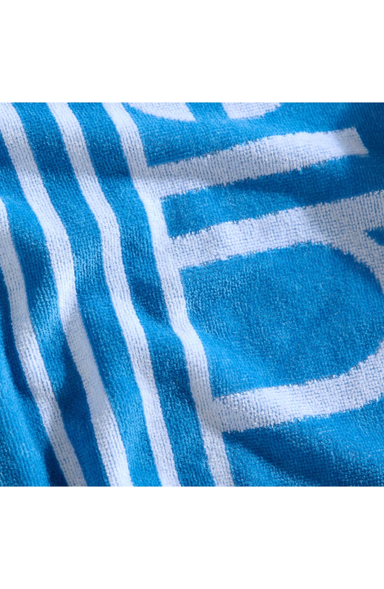 Calvin Klein Pinstripe Logo Beach Towel, Alternate, color, Jasper Blue/White