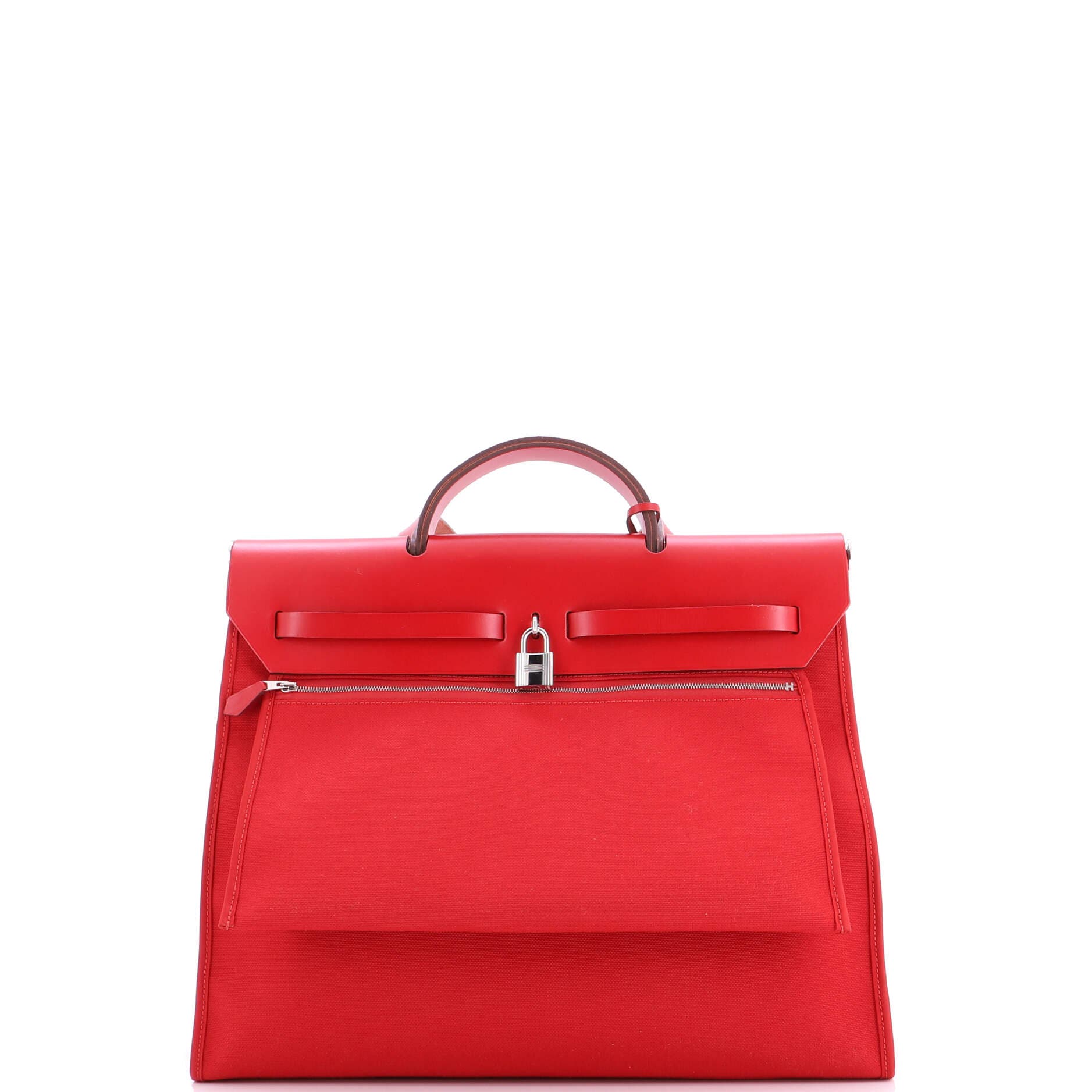 Pre-Owned Hermes Herbag Zip Leather and Toile 39, Alternate, color, 