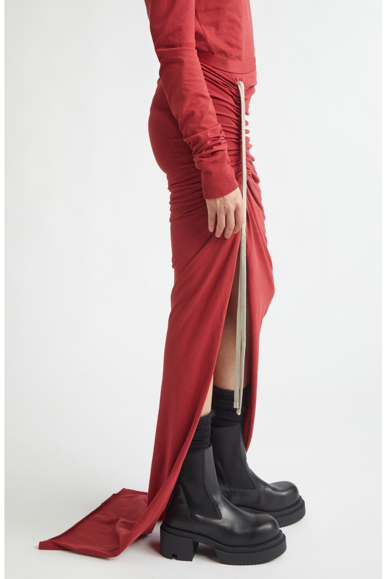 x Rick Owens Draped Jersey Skirt, Alternate, color, RED