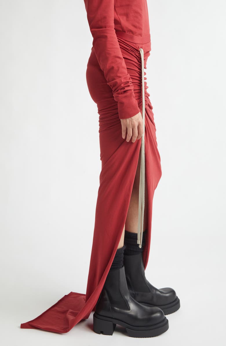 Moncler x Rick Owens Draped Jersey Skirt, Alternate, color, Red