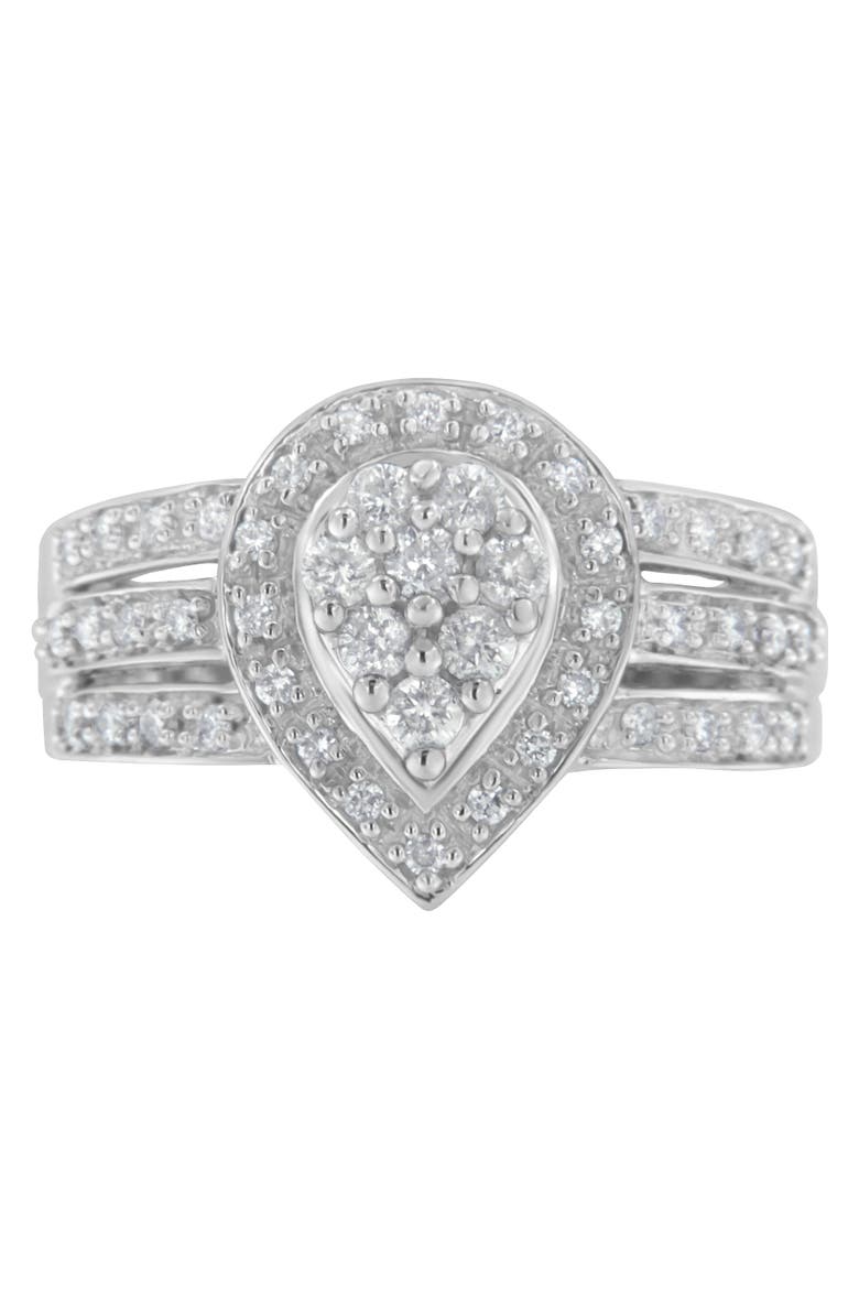 10K White Gold 1/2 Ctw Diamond Cocktail Teardrop Ring, Main, color, White Gold