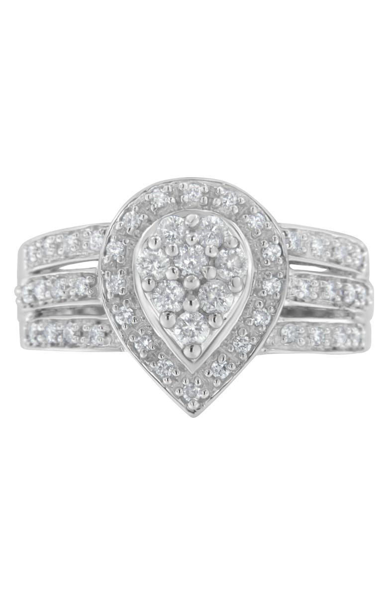 Haus of Brilliance 10K White Gold 1/2 Cttw Diamond Cocktail Teardrop Ring, Main, color, White Gold