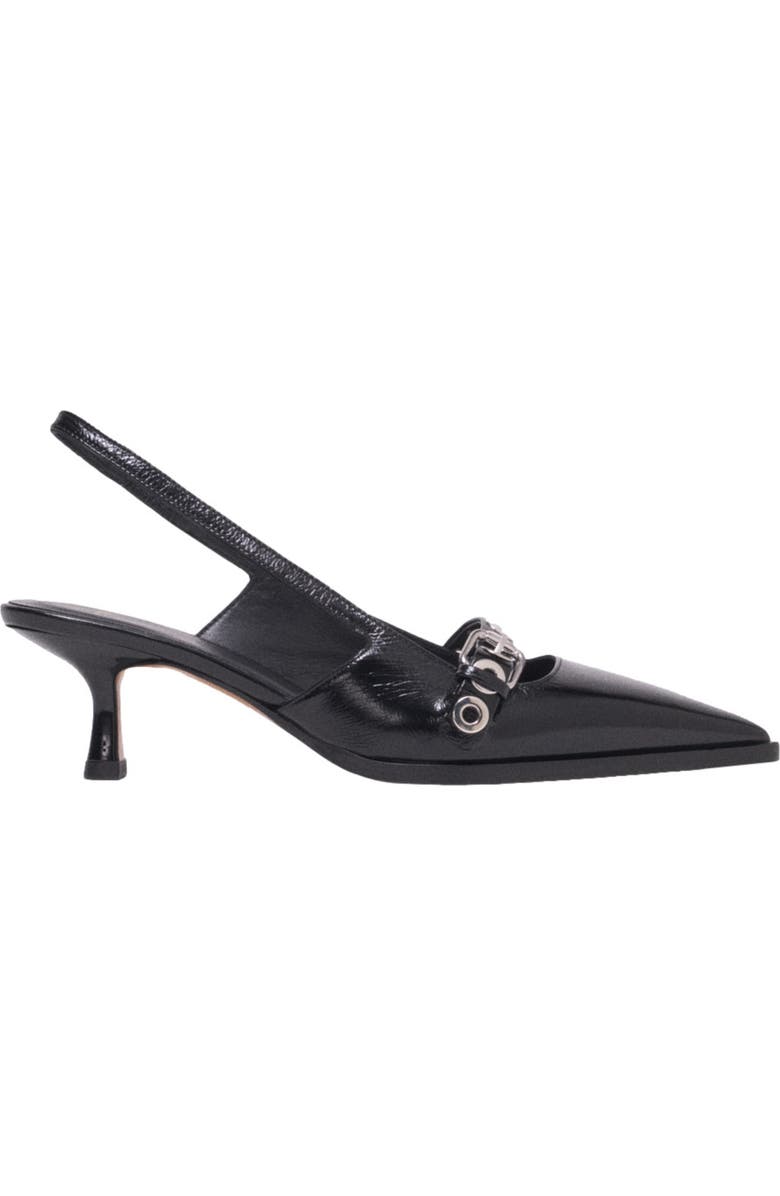 maje Leather pumps with eyelet strap, Main, color, Black