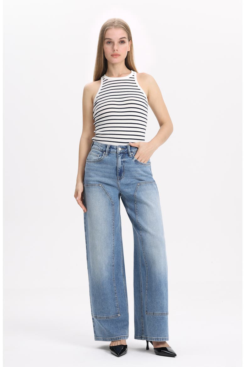 High Waist Barrel Leg Jeans, Alternate, color, MEDIUM BLUE