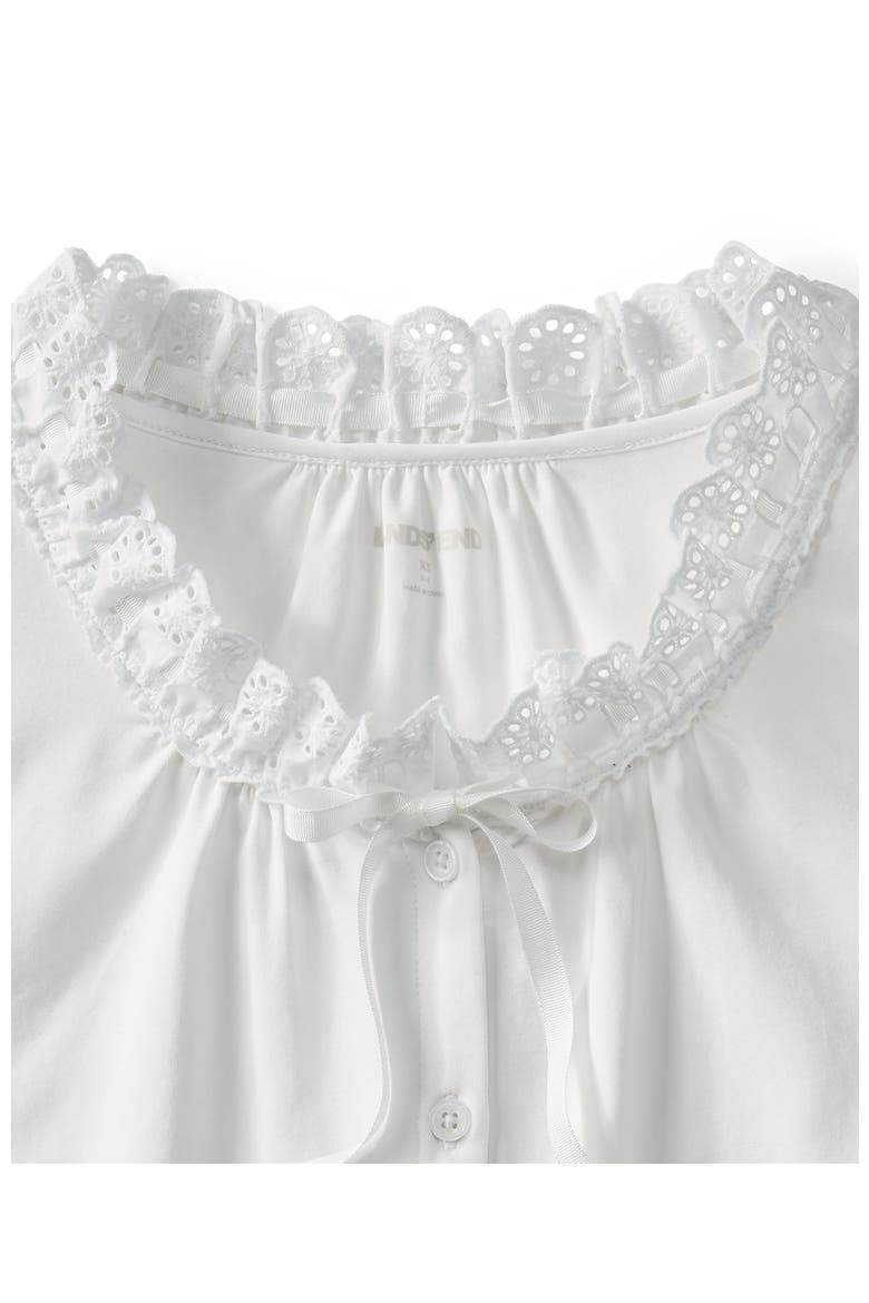 Lightweight Jersey Button Front Lace Trim Tank, Alternate, color, White