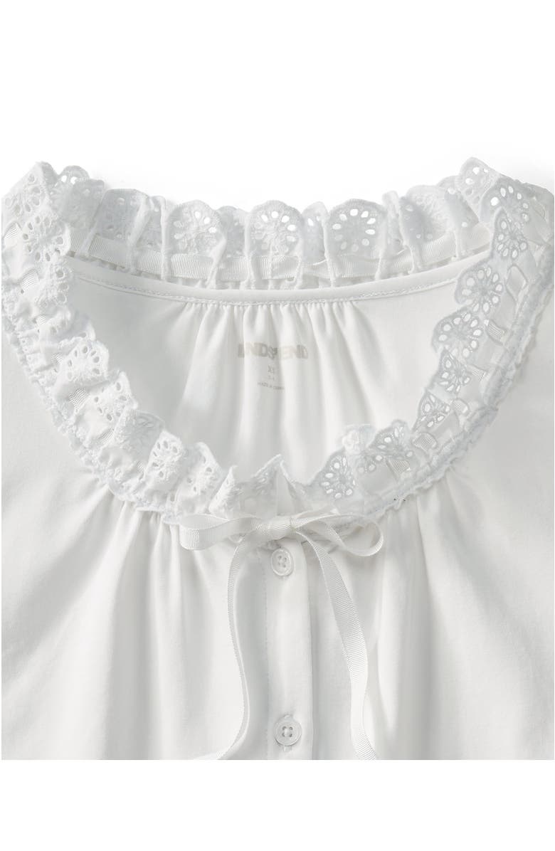 Lands' End Lightweight Jersey Button Front Lace Trim Tank, Alternate, color, White