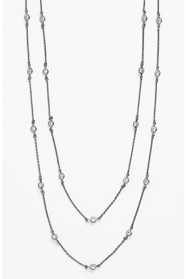 Extra Long Bezel Station Necklace (Nordstrom Exclusive), Alternate, color, HEMATITE/ CLEAR