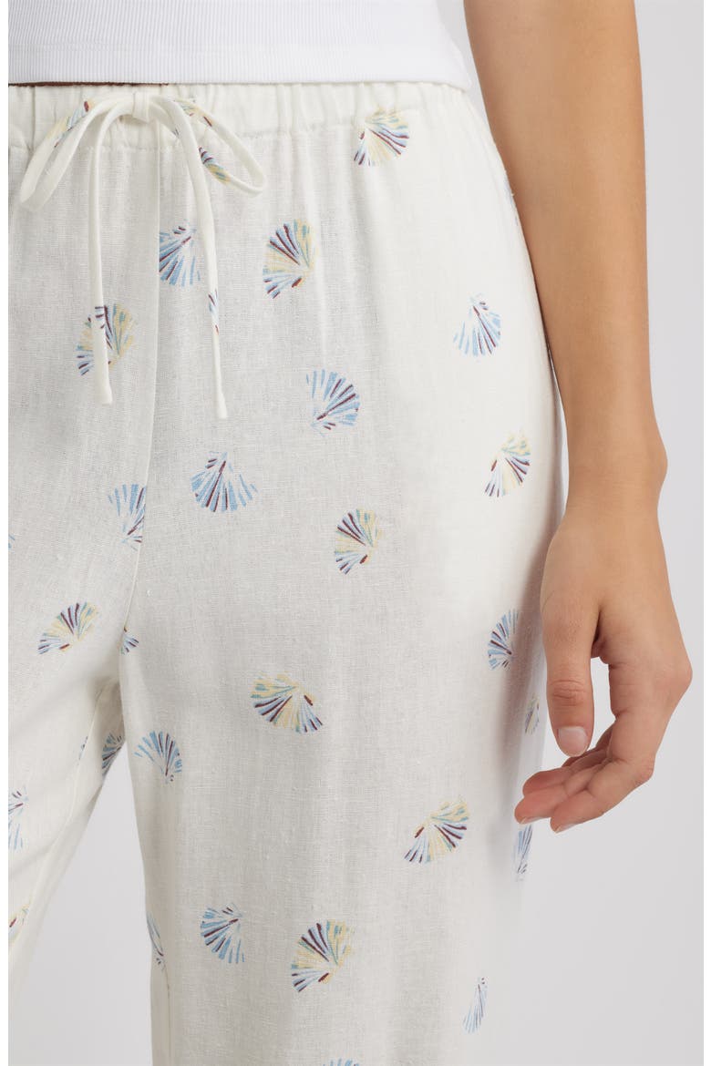 Blake Shell Print Linen Blend Drawstring Pants, Alternate, color, IVORY SEASHELL