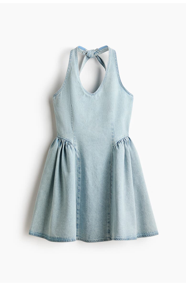 H&M Flared-skirt Denim Dress, Alternate, color, Light Denim Blue