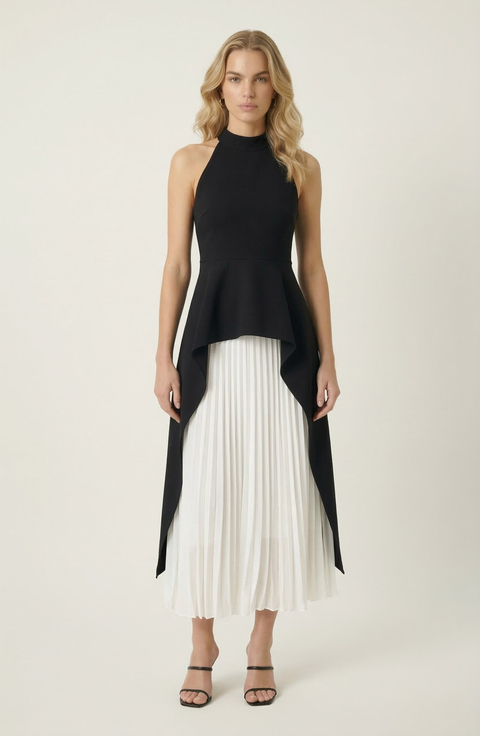 Halter Neck Asymmetric Layered Dress