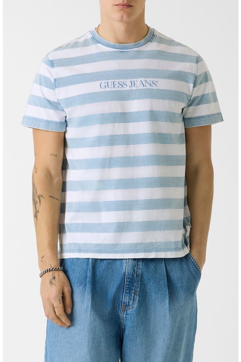 Yarn Dyed Stripe Cotton T-Shirt, Main, color, BLUE STRIPE