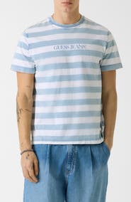 GUESS Yarn Dyed Stripe Cotton T-Shirt